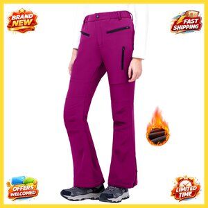Women's Waterproof Fleece-Lined Ski Pants Slim Fit Size 4 Polyester